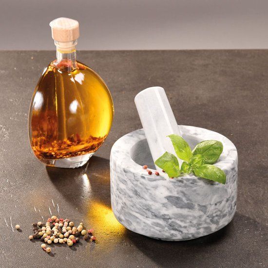 Kesper Vijzel met Stamper van Marmer - Ø 13 cm - Wit