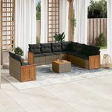 Maison Exclusive - Ensemble de jardin, composé de 10 pièces avec coussins, gris, en polyrotin