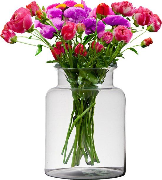 Hakbijl Glass Glass Flower Vase - Transparent - D19 x H25 cm - Milk Can Model