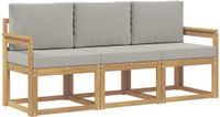 vidaXL - Buiten - bank - set - 3 - st - Wit - en - Lichtgrijs - Polyester