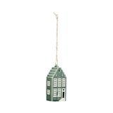 Porcelaine suspension, maison à pignon à gradins, vert