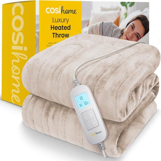 Cosi Home Elektrische Deken Luxe Zachte Fleece 180 x 130 cm Beige