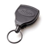 Key-Bak Super48 HD 8 oz. Vergrendelbare intrekbare sleutelhouder, 48 inch intrekbaar koord, zwart polycarbonaat hoesje, stalen riemclip, extra grote splitring