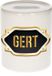 Bellatio Decorations Shoppartners Bv Spaarpot met voornaam Gert - wit - met goud/zwart embleem - 8 x 9 cm - keramiek - met afsluitdop - cadeau verjaardag