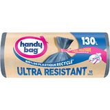 Handy Bag - Praktische vuilniszakken met binding, zeer robuust, 130 l x 10 zakken, lekvrije bodem, maximale waterdichtheid, praktische band bovenaan de zak, 100% gerecycled kunststof