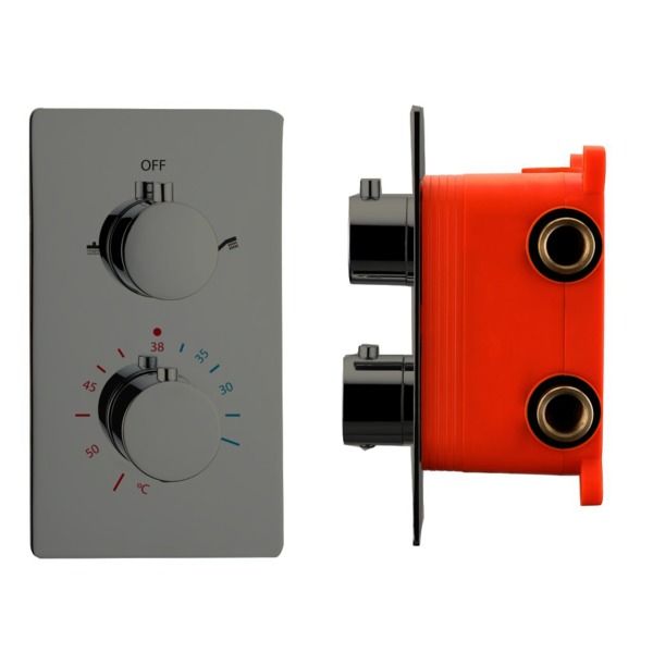 Best Design Albi Inbouwthermostaat & Inbouwbox 2-weg 1/2 gunmetal 4008570