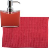MSV Tapis de bain antidérapant/Tapis - 40 x 60 cm - avec distributeur de savon - Rouge