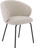 Goossens Eetkamerstoel Noomi - Met Armleuning - Stof - Beige