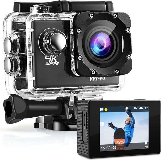 - WiFi Sport Actie Camera H9 - Action Camera - 4K Ultra HD - 2 Inch LCD - HDMI - Inclusief Waterdichte Beschermhoes