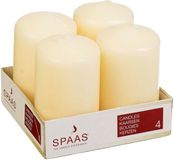 Spaas Bougies coniques/bougies pilier - set de 4x - blanc ivoire - D5 x H8 cm - 12 heures de combustion