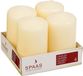 Spaas Bougies coniques/bougies pilier - set de 4x - blanc ivoire - D5 x H8 cm - 12 heures de combustion