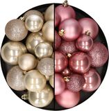 Decoris Kaemingk B.V. Kerstballen 60 stuks - mix oudroze/champagne - 4-5-6 cm - kunststof