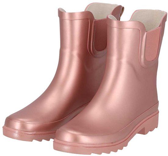 XQ Chelsea regenlaarzen dames - Metallic - 100% rubber - Festival laarzen - Roze - Maat 42