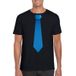 Bellatio Decorations Zwart t-shirt met blauwe stropdas heren XXL