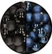 Decoris Kaemingk B.V. 32x stuks kunststof kerstballen mix van zwart en donkerblauw 4 cm