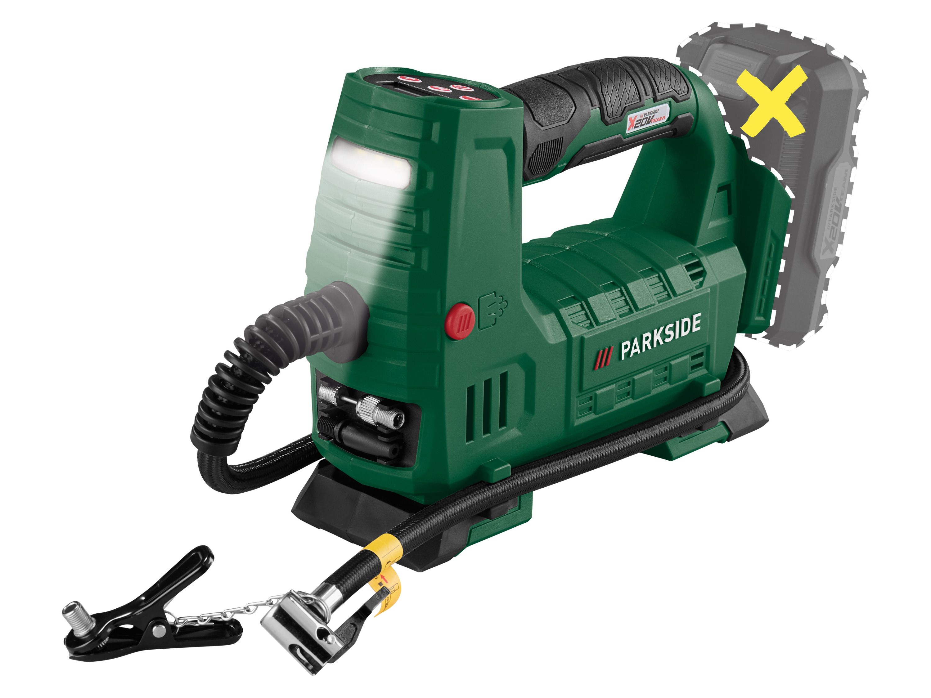 PARKSIDE Accu-compressor 20 V zonder accu en lader - LCD-display - 25 l/min - 11,1 bar