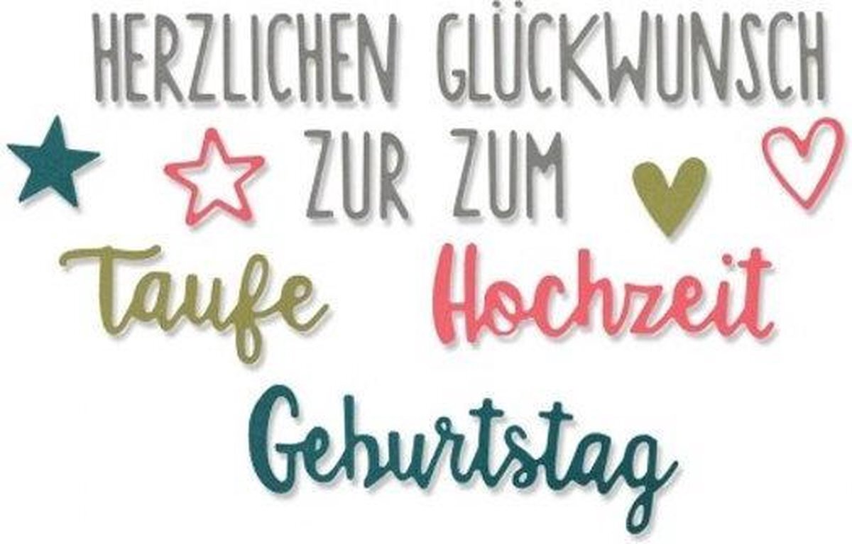 Sizzix Snijmal - Thinlits die set x8 herzlichen glückwunsch