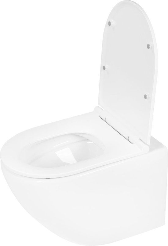 Differnz wand toilet rimless met zitting - Keramiek - Hoogglans wit - 51.5 x 35.5 x 36.5 cm