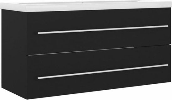 vidaXL Wastafelkast met ingebouwde wastafel bewerkt hout zwart