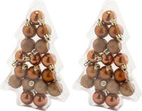 Cosy&Trendy Billiet - Vanlaere 34x stuks kleine kunststof kerstballen koper 3 cm mat/glans/glitter