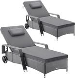 Casaria Ligbed - Set van 2 Kunststof 193x90x43cm - Grijs/Antraciet