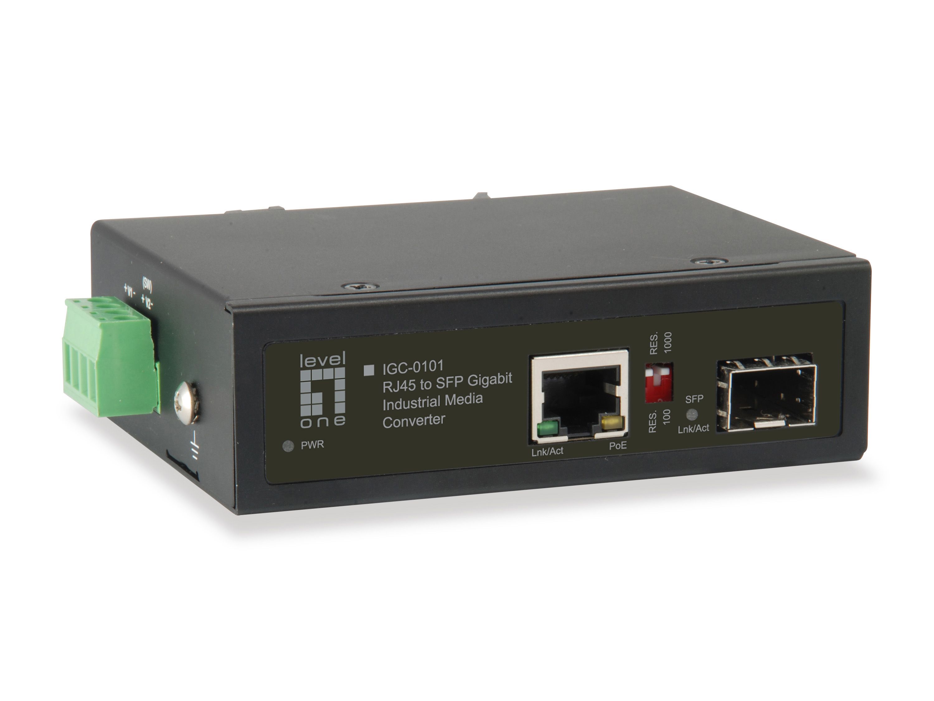 LevelOne Gigabit Industrial Media Converter - RJ45 to SFP - 1 PoE Output