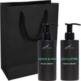 Claudius Cosmetics B.V. Douchepakket Fresh Ginger - Shower & Wash + Bodylotion - 300 ml per fles - set van 2 stuks - met luxe gift tas
