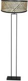 Steinhauer Vloerlamp Stang 3845ZW - Zwart met naturel bamboe kap (50 cm), E27 fitting
