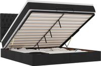 vidaXL - Ottoman bed met matras en LED's - 180x200cm - stof - zwart