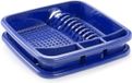PLASTICFORTE Afdruiprek - met lekbak - donker blauw - 39 x 39 cm