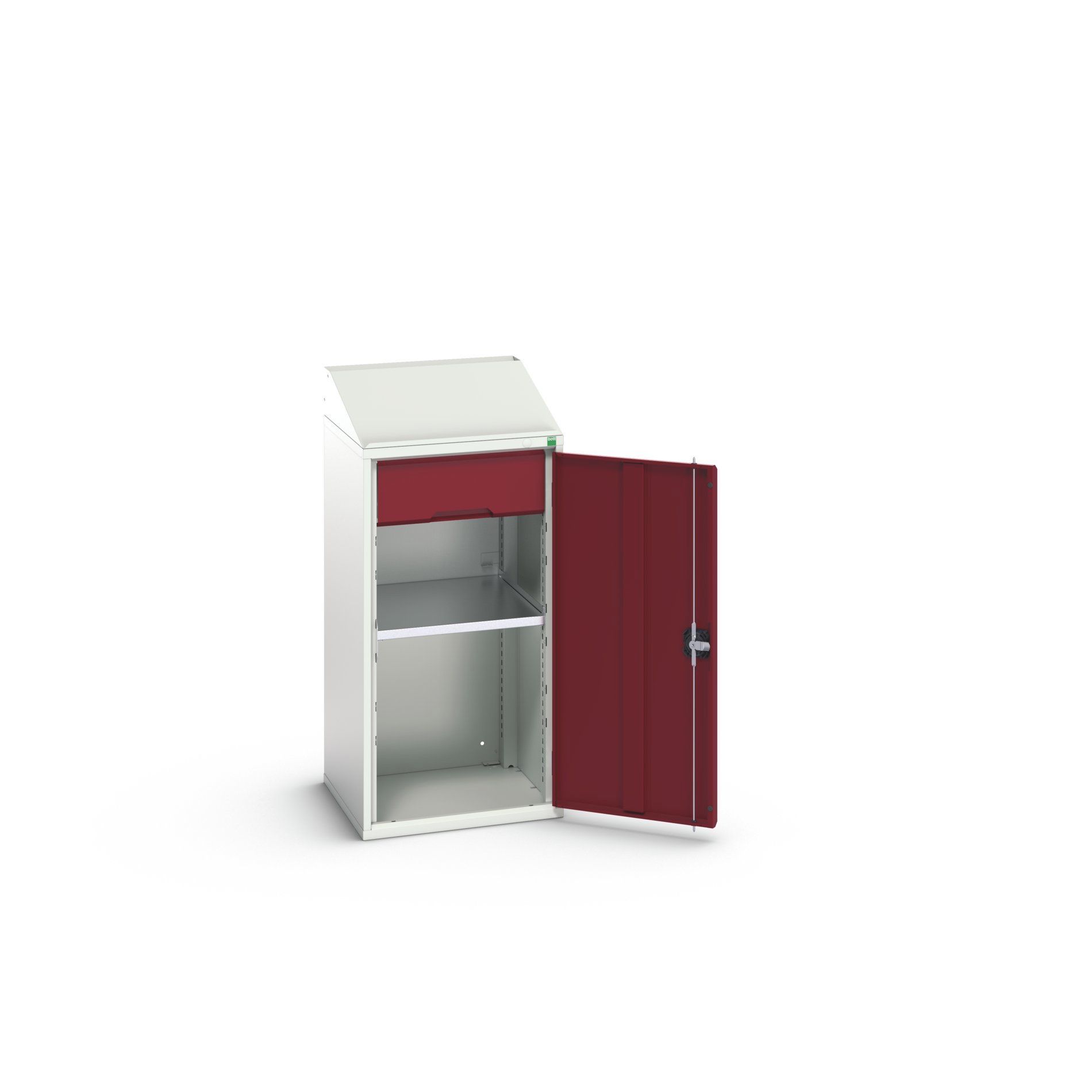 Bott Verso Systeemkast | 525x550x1130mm | 2 Legborden | 1 Deur | 1 Lade | RAL 3004