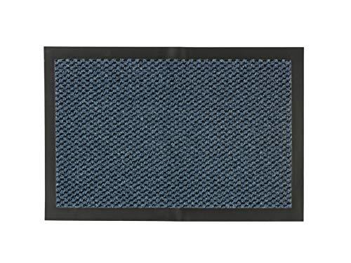 Carpido Deurmat, 60 x 80 cm, voor binnen, sneldrogend, antislip, schoonloop, blauw gemêleerd, eenvoudige voetveger