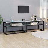 Maison Exclusive - Meuble TV blanc aspect marbre 160 x 40 x 40,5 cm, verre trempé