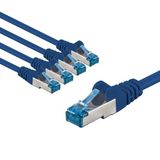 goobay 5 stuks CAT 6A 66034 netwerkkabel S/FTP/CU afgeschermde patchkabel - PiMF LSZH/Cat 6a ethernetkabel - 10 Gbits - blauw - 5 x 3 m