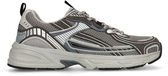 Manfield - Grijze sneakers met mesh details voor heren - Maat 40
