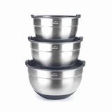 Lacor - Set van 3 roestvrijstalen kommen met stapelbare deksels 16 cm (1,5 l), 18 cm (2,2 l) en 20 cm (3 liter)