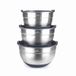 Lacor - Set van 3 roestvrijstalen kommen met stapelbare deksels 16 cm (1,5 l), 18 cm (2,2 l) en 20 cm (3 liter)