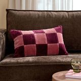 NOUS Living sierkussenhoes Ramah (30x50 cm) Roze Ruit