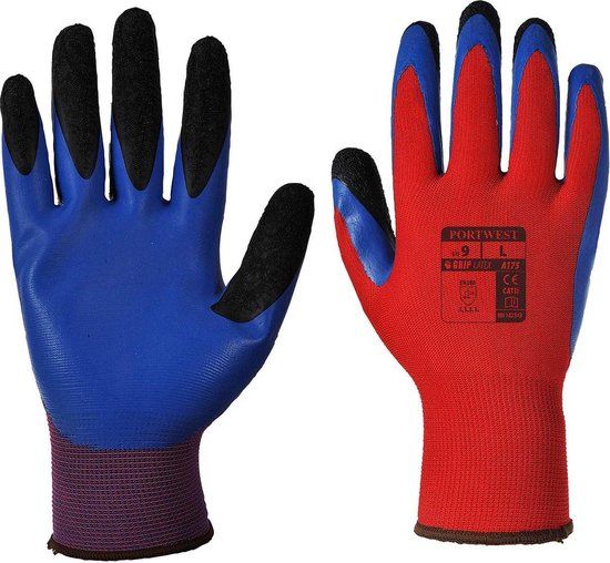 Duoflex werkhandschoenen - Maat M - 3 paar - Rood/Blauw