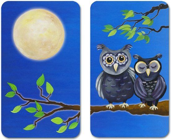 WENKO Uil Glazen beschermplaten voor fornuis - 2 stuks - Rechthoekig - Blauw