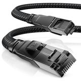 CSL 15m CAT8.1 netwerkkabel katoenen mantel 40 Gbits LAN-kabel patchkabel CAT8 Gigabit RJ45 ethernetkabel 40000 Mbits snelheid lintkabel installatiekabel