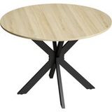 Ivreval Table Pliante Ronde 2-6 Pers Bois Acier Effet Naturel Économise Espace