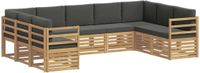 vidaXL Loungeset Bank 9-delig Polyester Wit/Antraciet