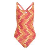 adidas Dames Football-Inspired V-Back Graphic Swimsuit Swimwear, Lucid Red, 34