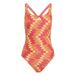 adidas Dames Football-Inspired V-Back Graphic Swimsuit Swimwear, Lucid Red, 34
