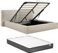 Vente-unique Bed met opbergruimte fluweel beige 160 x 200 cm