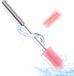 Unyqoos® brosse à bouteille en silicone – manche de 40 cm, tête de brosse rotative avec boutons-poussoirs, tête de brosse remplaçable, manche en acier inoxydable pour bouteilles et gobelets
