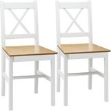 HOMCOM Eetkamerstoel Dennenhout 41x46.5x86cm Wit (Set van 2)