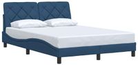 vidaXL Bedframe zonder matras, stof, blauw, 140x190 cm