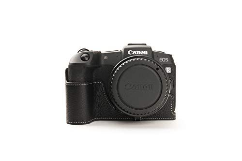 Zakao EOS RP Case, Handgemaakte Echt Lederen Half Camera Case Tas Cover voor Canon Eos RP Met Hand Strap (Zwart)